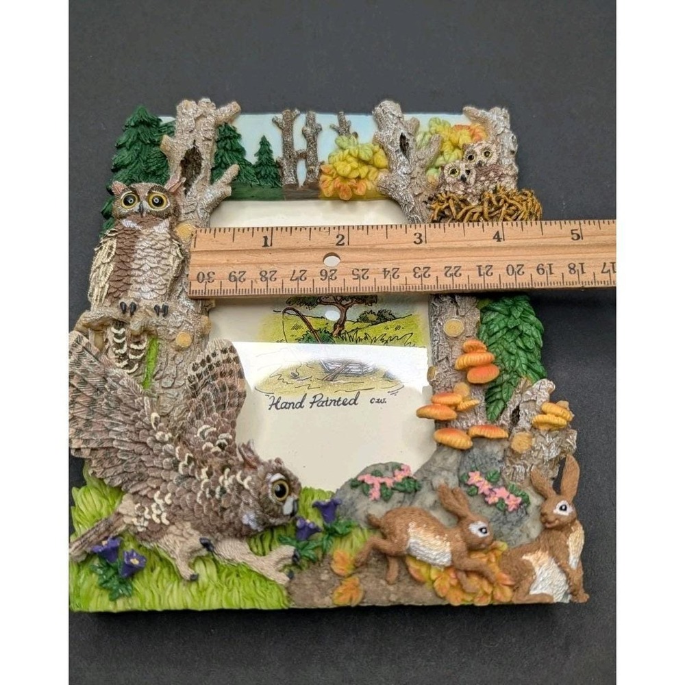 Resin Woodland Owl & Rabbit Picture Frame Forest Wildlife Nature Decor - Picture 9 of 10